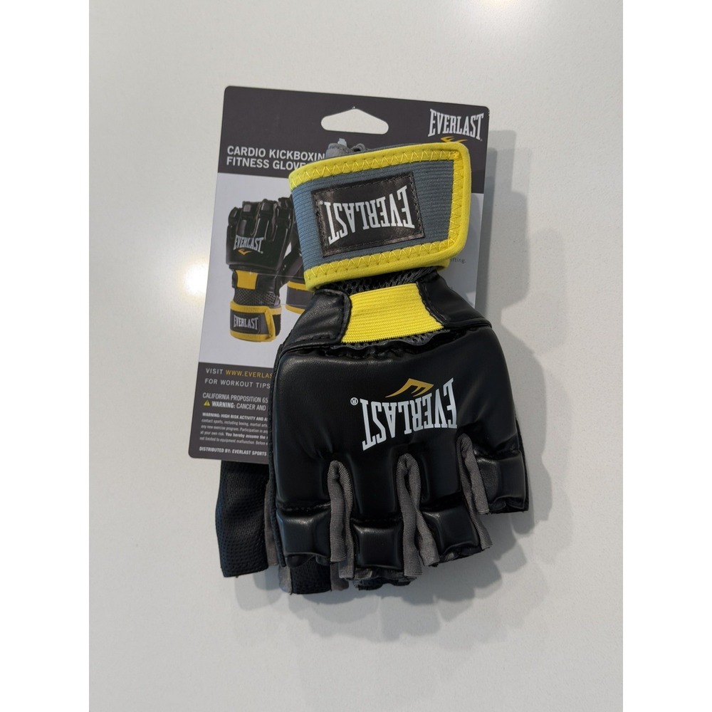 Everlast Cardio Kickboxing MMA Fitness Gloves Black Yellow L/XL 1200030 NWT